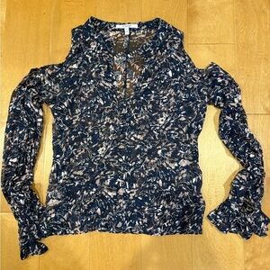 Derek Lam 10 Crosby sheer blouse silk blue floral sz 4